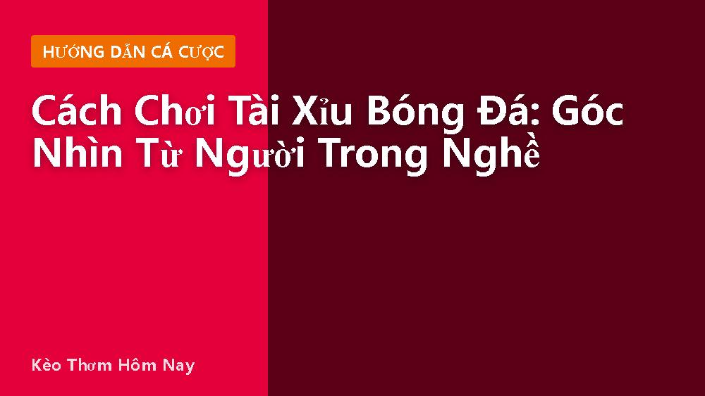 Cách Chơi Tài Xỉu Bóng Đá: Góc Nhìn Từ Người Trong Nghề